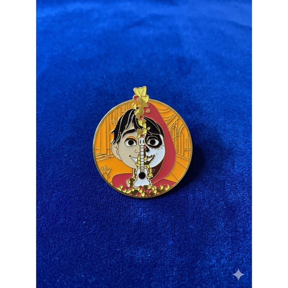 Disney Pixar Inspired Coco Miguel Enamel Pin Skull Guitar Day of the Dead